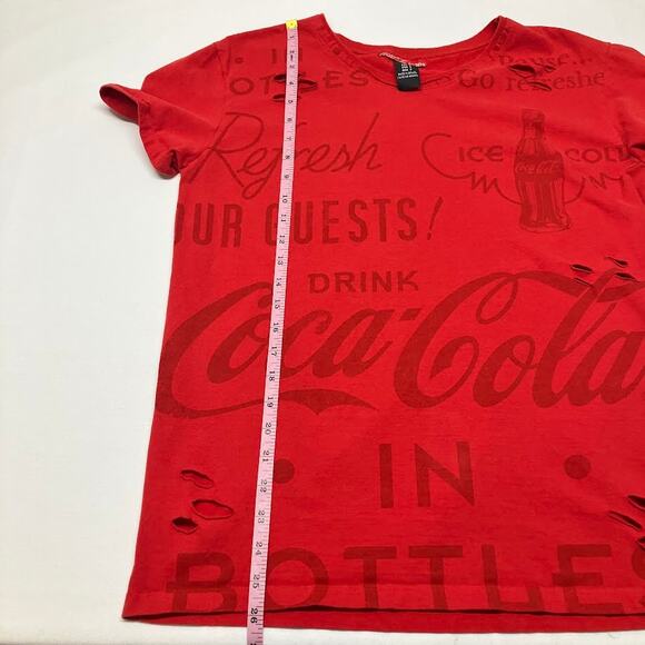 RARE Coca Cola Brazil T-Shirt Size Small Red Distressed Graphic Print Coke Logo - Picture 5 of 10